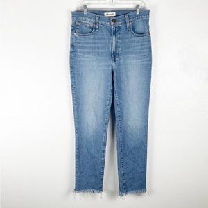 MADEWELL The Perfect Vintage High Rise Frayed Hem Jeans, Size 30